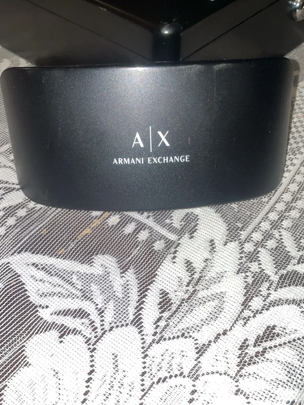 Armani Exchange Black Sunglasses Case with Red Logo Card